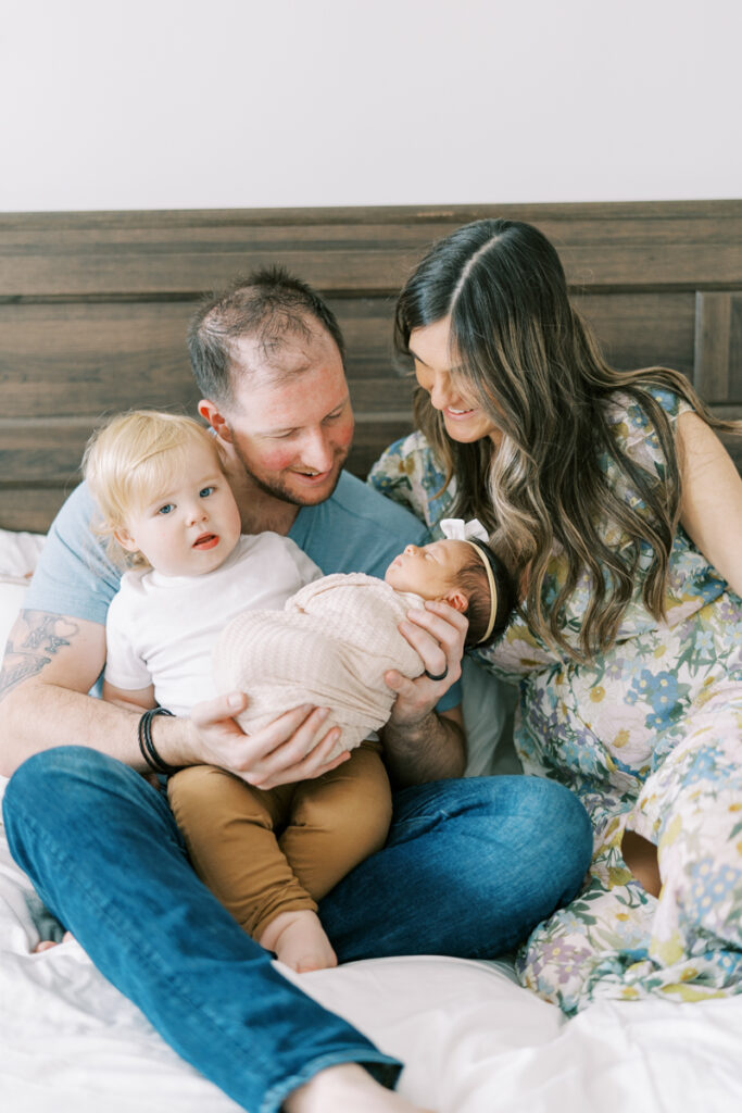 in home Atlanta newborn session with toddler